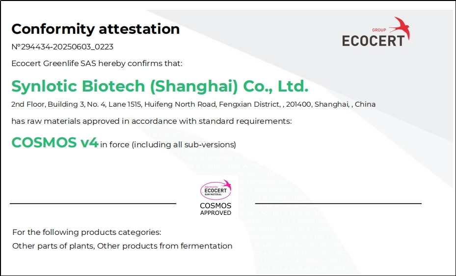 Shanghai Yunluo Yikeduoyin COSMOS sertifikasını aldı
